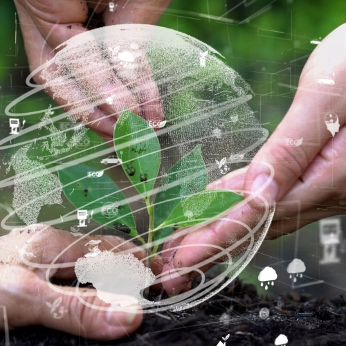 Future environmental conservation and sustainable ESG modernization development by using technology of renewable resources to reduce pollution and carbon emission .